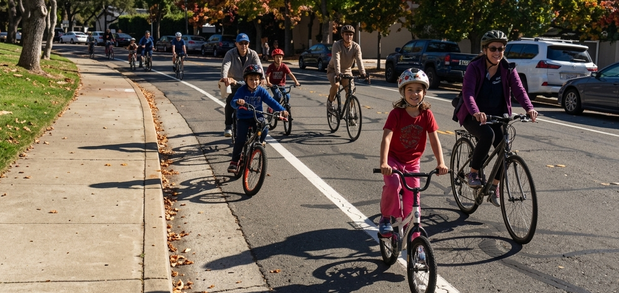 image of kids riding bikes